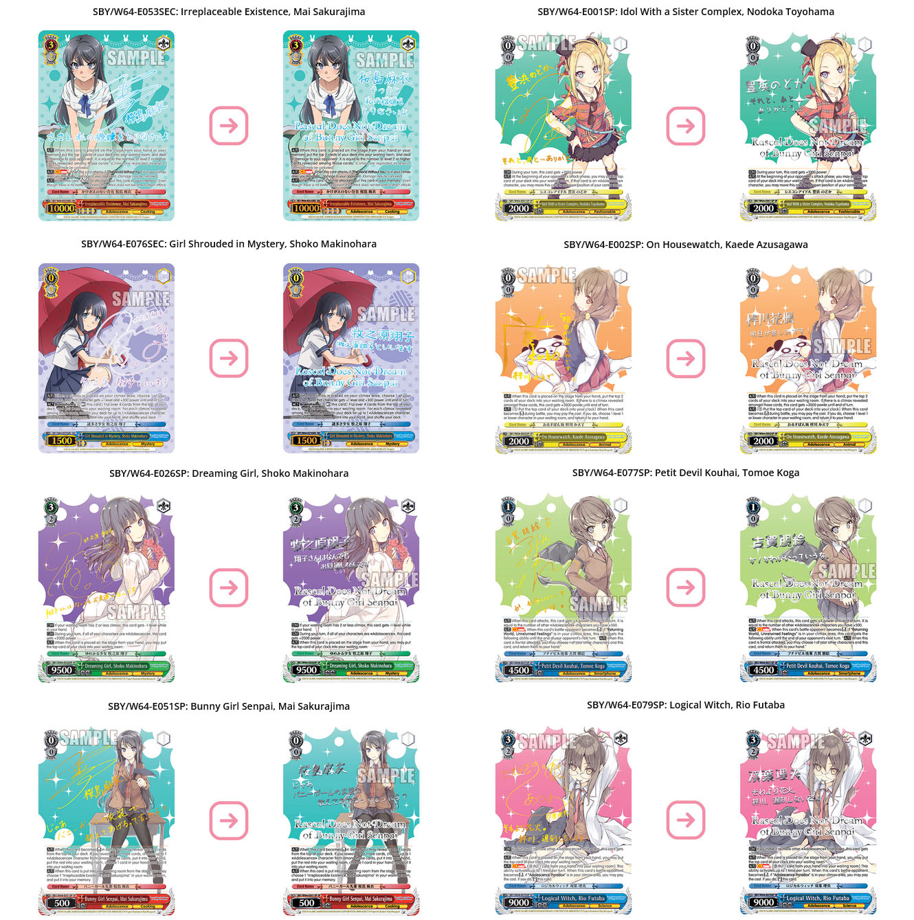 Weiss Schwarz Rascal Does Not Dream of Bunny Girl Senpai English Repri Cardboard Fiat Weiss Schwarz Rascal Does Not Dream of Bunny Girl Senpai English Repri Cardboard Fiat